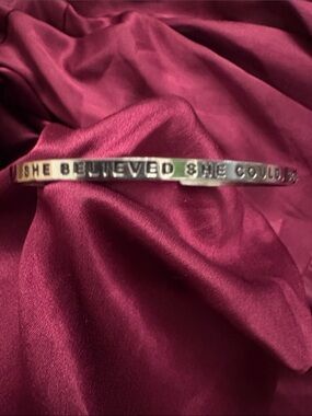 Inspirational Silver-Tone Cuff Bracelet – "She Believed She Could So She Did”
